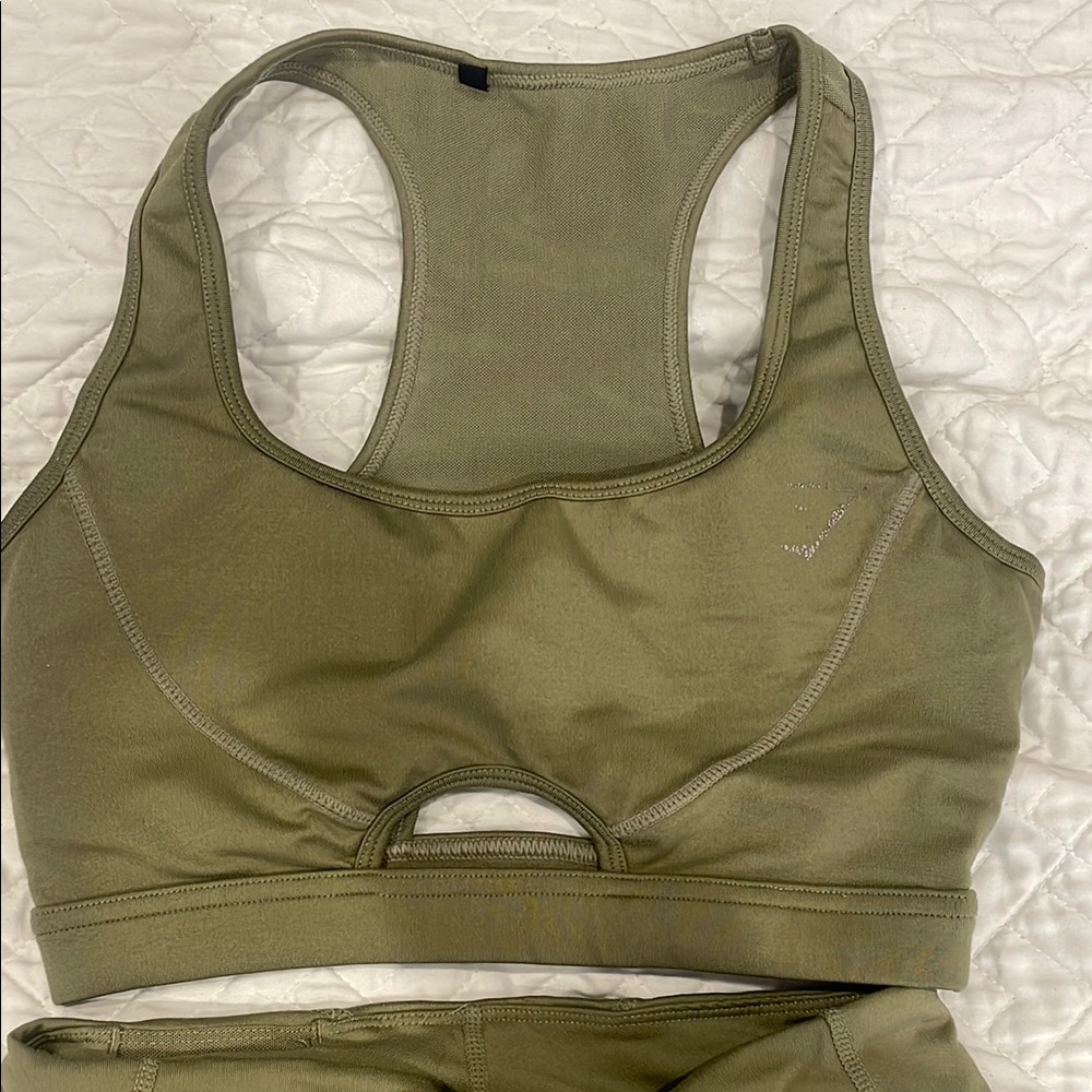 Gymshark Olive Green Racerback Sports Bra